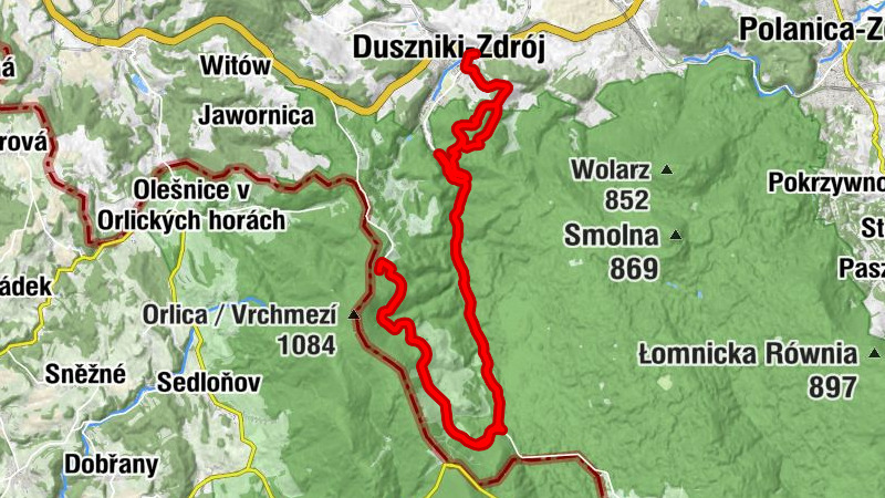 Duszniki-Zdrój - Dolina Strążycka - Schronisko PTTK "Orlica" - Schronisko Pod Muflonem