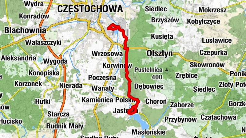 Częstochowa - Poraj - Komorniki - Kucelin
