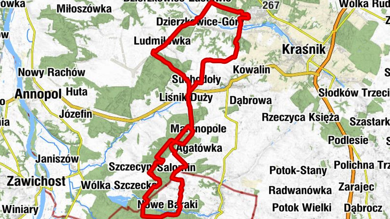 Zachód - Wyżnianka-Kolonia - Kościół pw. Najświętszej Maryi Panny Królowej Polski - Kościół pw. Niepokalanego Serca Najświętszej Maryi Panny