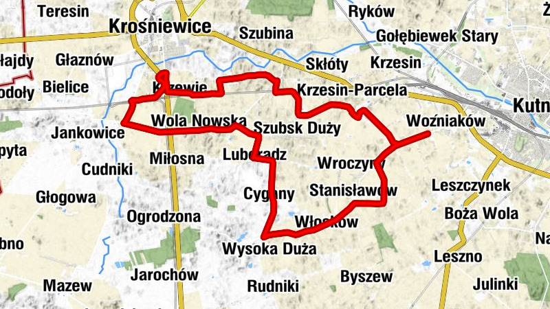 Kutno - Krzesin-Parcela - Witów - Witów-Parcele