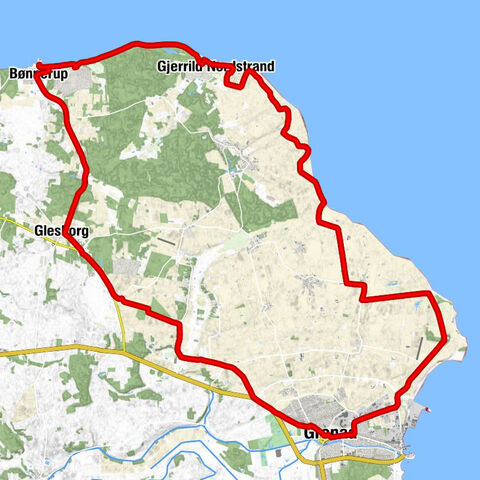 Bønnerup Strand - Grenaa Frikirke - Grenaa Kirke - Glesborg Kirke