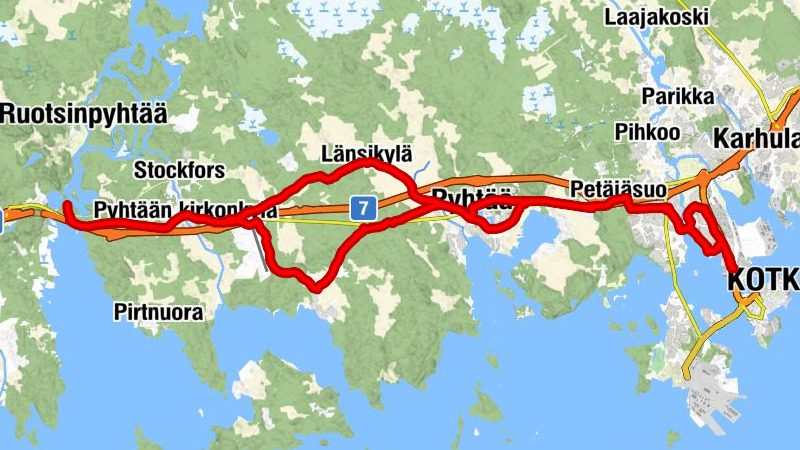 Kotka - Langinkosken kirkko - Petäjäsuo - Pyhtää