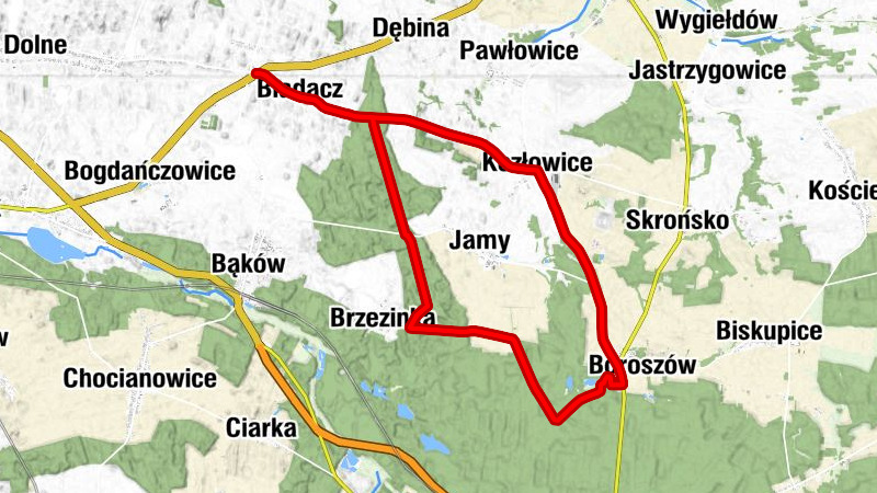 Biadacz - Piaseczna - Boroszów - Kozłowice