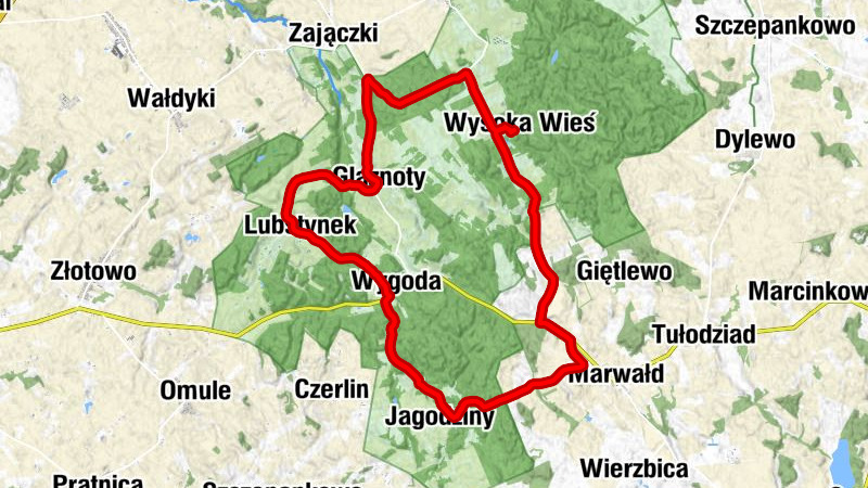 Wysoka Wieś - Glaznoty - Lubstynek - Wygoda