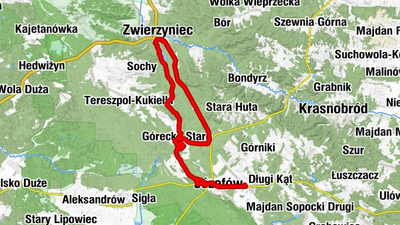Klin - Józefów - Brzeziny - Zwierzyniec