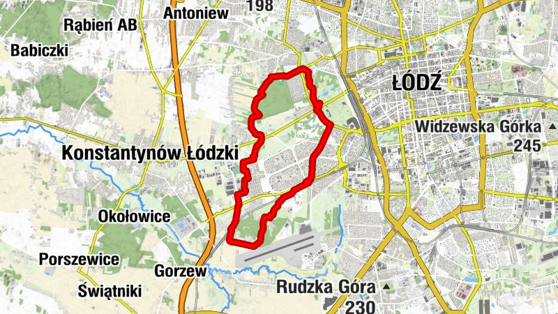 Centrum - Łódź - Osiedle Biskupie - Osiedle Sympatyczna