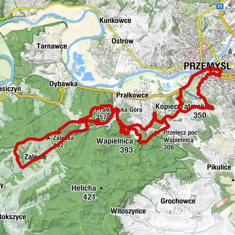 Przemyśl Główny - Zaleska - Prałkowska Góra - Kopiec Tatarski