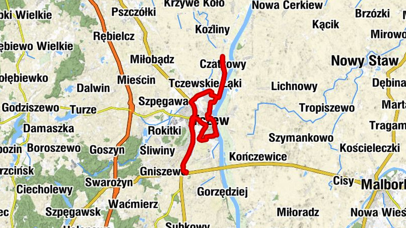 Czarlin-Dworzec - Czarlin - Zajazd Słoneczny - Tczew