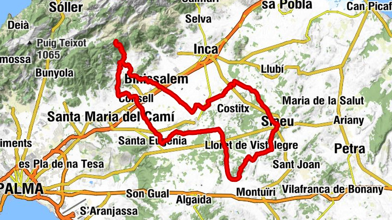 Sineu - Mare de Déu de la Cova - Alaró - Binissalem