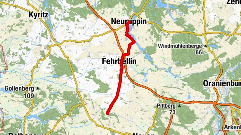 Neuruppin Rheinsberger Tor - Neuruppin - Fehrbellin - Paulinenaue