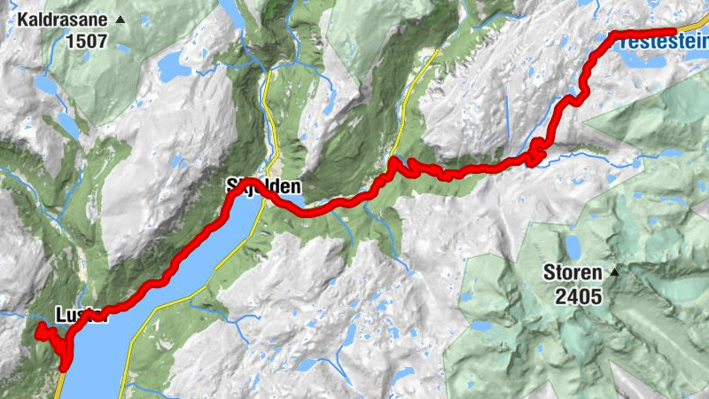 Skjolden - Grøtsholet - Fortun kyrkje - Dale kyrkje