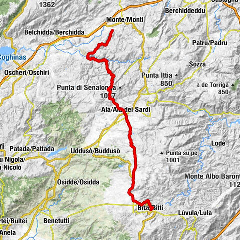 Alà/Alà dei Sardi - Punta Sa Tuppa Tunda - Punta Carruzzu - Bitzi/Bitti