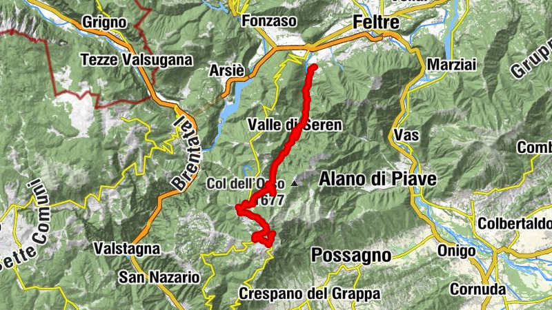 Seren del Grappa - Osteria Al Pentagono - Col de la Fontana - Rifugio Bassano