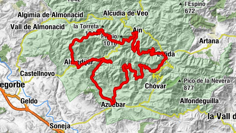 Eslida - Coll de Barres - Ermita del Calvari - Collado del Pinaret