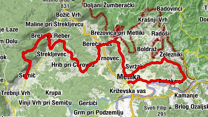Metlika - Hrib - Sv. Katarina - Semič