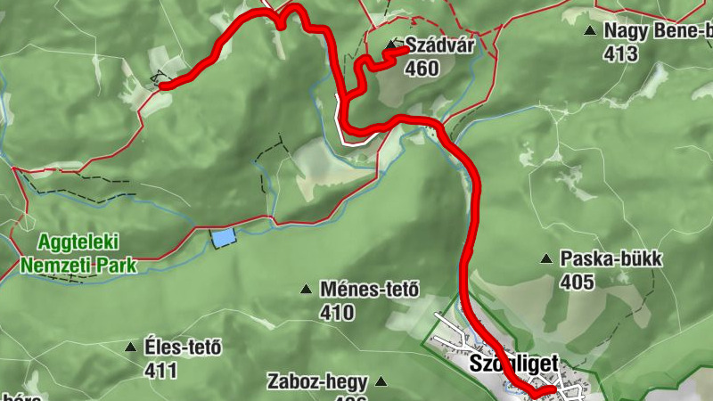 Melegvíz-forrás - Szögliget - Szádvár - Derenk