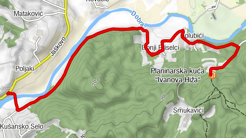 Papalina - Donji Priselci - Golubići - Planinarska kuća "Ivanova Hiža"