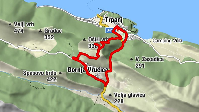 Trpanj - vidikovac sv. Paškal - crkva Gospe od Milosrđa - Gornja Vrućica