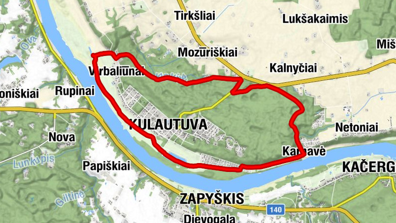 Virbaliūnai - Mozūriškiai - Zapyškis - Kulautuva