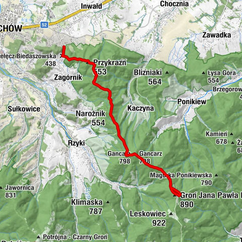 Przełęcz Biedaszowska - Przykraźń - Gancarz - Groń Jana Pawła II