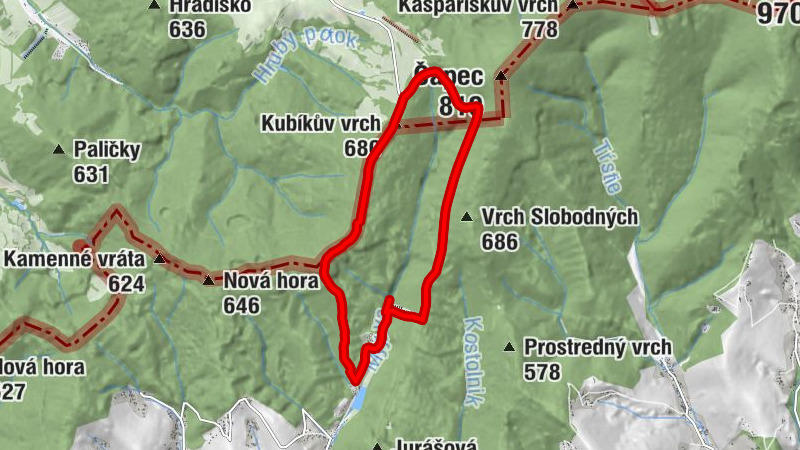 Nová Lhota u Veselí nad Moravou - Kubíkův vrch - Stará Myjava, chaty - Stará Myjava