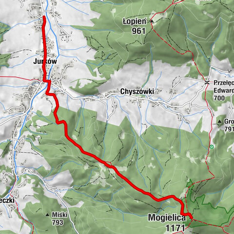 Potok - Folwark - Kościół Matki Bożej Nieustającej Pomocy w Jurkowie - Mogielica