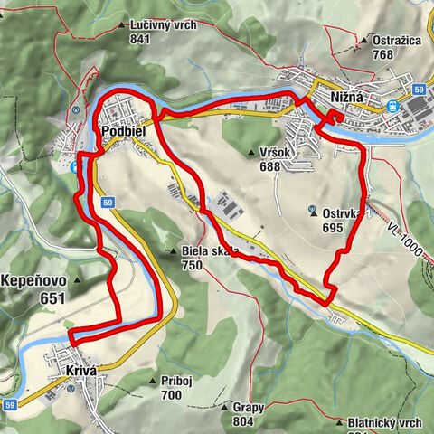 Nižná - Podbiel - Kaplnka v Močári - Krivá