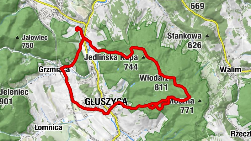 Głuszyca - Włodarz - Jaworek - Grzmiąca
