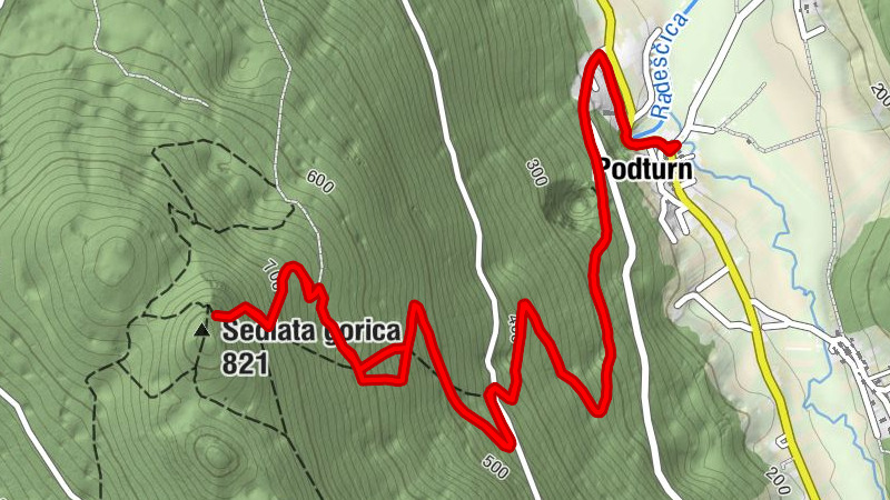 izvir Radeščice - Sedlata gorica - Podturn