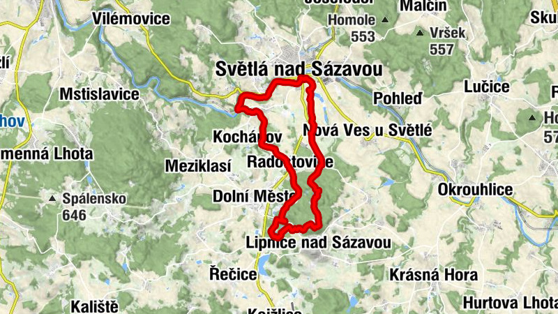 Světlá nad Sázavou - Závidkovice - Pyramida - Radostovice