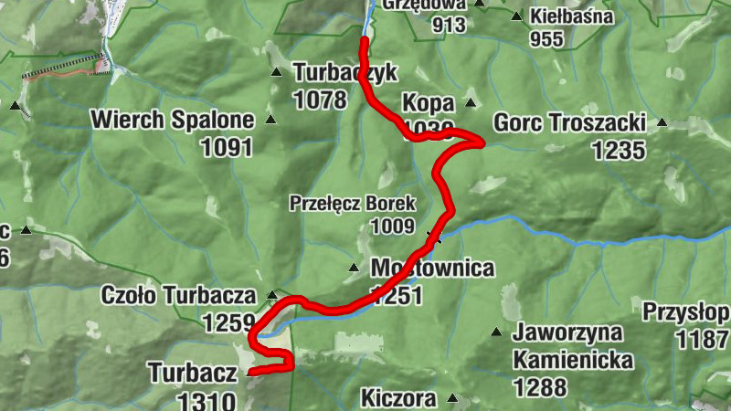 Potasznia - Przełęcz Borek - Turbacz - Schronisko PTTK na Turbaczu
