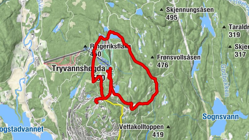 Marka - Tryvannshøgda - Frønsvollstråkka - Heggehullet