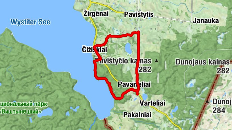 Pavarteliai - Regykla „Trys ežerai“ - Čižiškiai - Skardis ir Vištyčio vaizdas