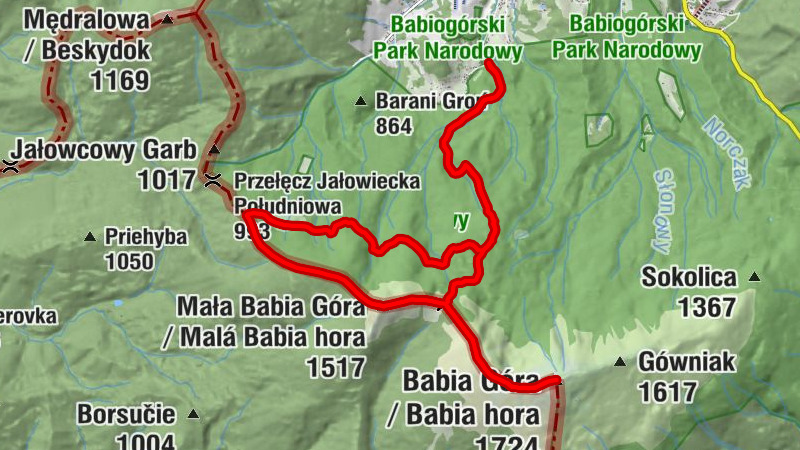 Marki - Babia Góra / Babia hora - Przełęcz Lodowa - Mała Babia Góra / Malá Babia hora