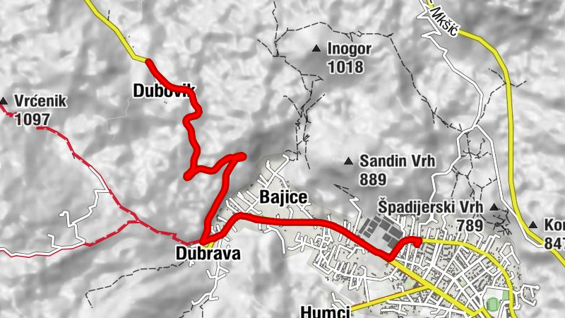 Cetinje - Bajice - Dubovik