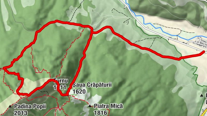 Zărnești - Șipotul Crăpăturii - Șaua Crăpăturii - Turnu