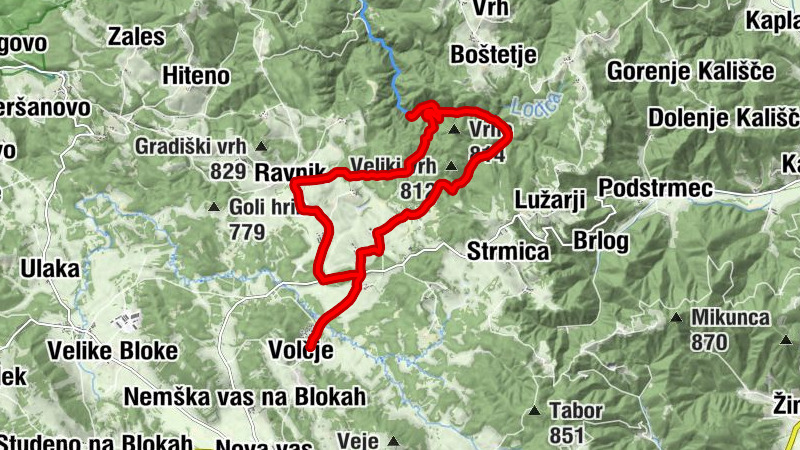 Volčje - Brunarica pri Bloškem jezeru - Kramplje - Sv. Rok