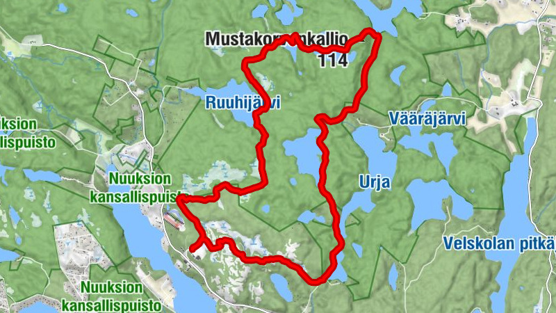 Solvalla - Nuuksio - Mustakorvenkallio