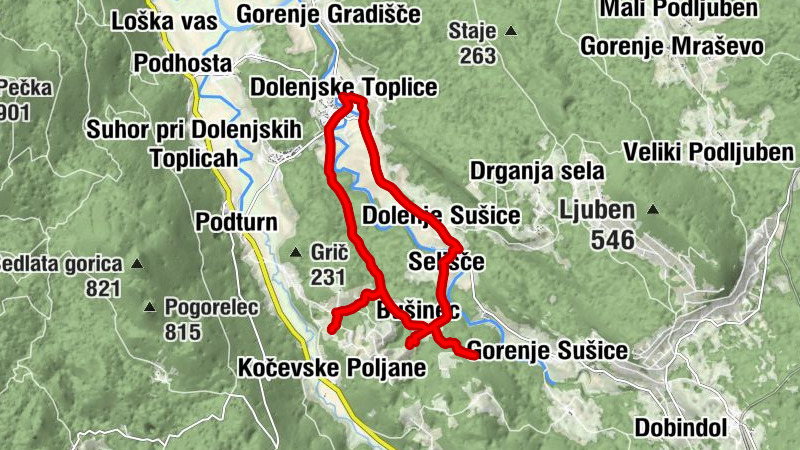 Dolenjske Toplice - Oštarija Herbelier - Cerovec - Bušinec