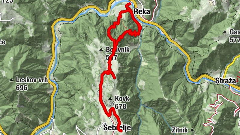 Reka - Čepala - sv. Janez Krstnik - Šebrelje