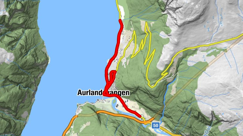 Aurland - Vinjane - Tjæresva - Vangen kyrkje