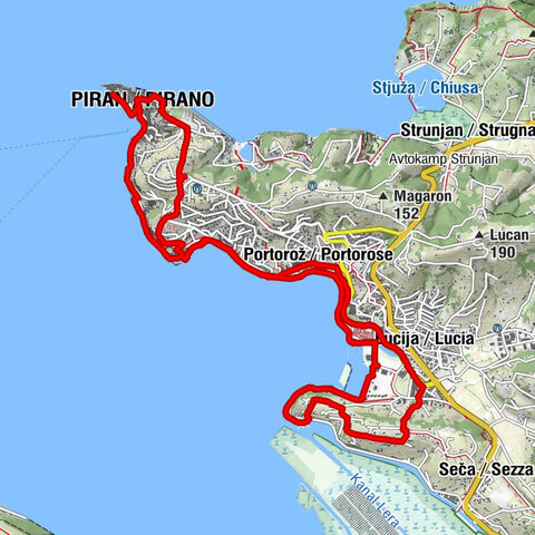 Razgled - Sv. Lucija - Cerkev Sv. Petra - Moštra / Mostra