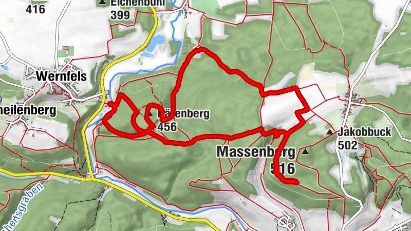 Wanderung Wernfels-Stiegelmühle. Bärenberg-Massenberg