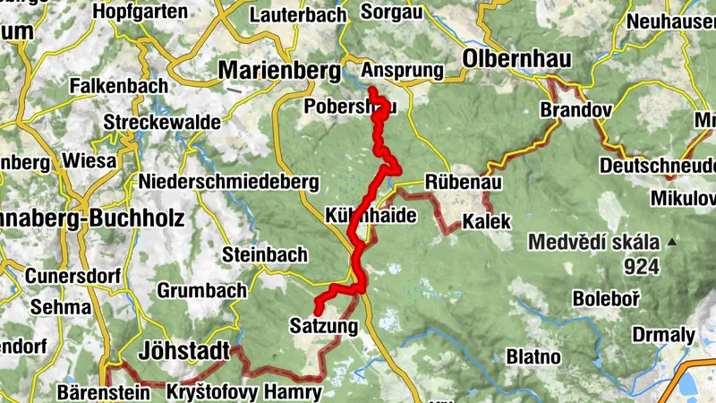 Zuweg Schwarzbeerschänke zum Kammweg Richtung Satzung
