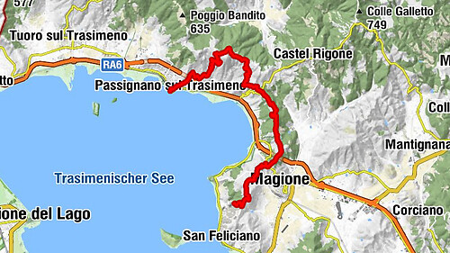 Von La Rocca in San Feliciano in den Hügeln bis Passigiano