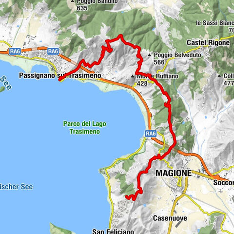 Von La Rocca in San Feliciano in den Hügeln bis Passigiano