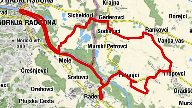 S peciklom gor pa dol kre Mure