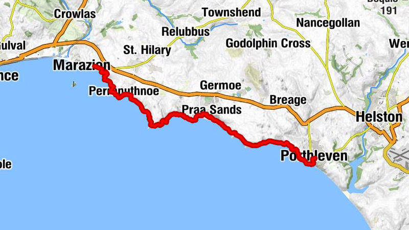 South West Coast Path from Marazion to Porthleven
