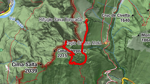 Der Monte Borgà von der Cava Buscada-Hütte aus