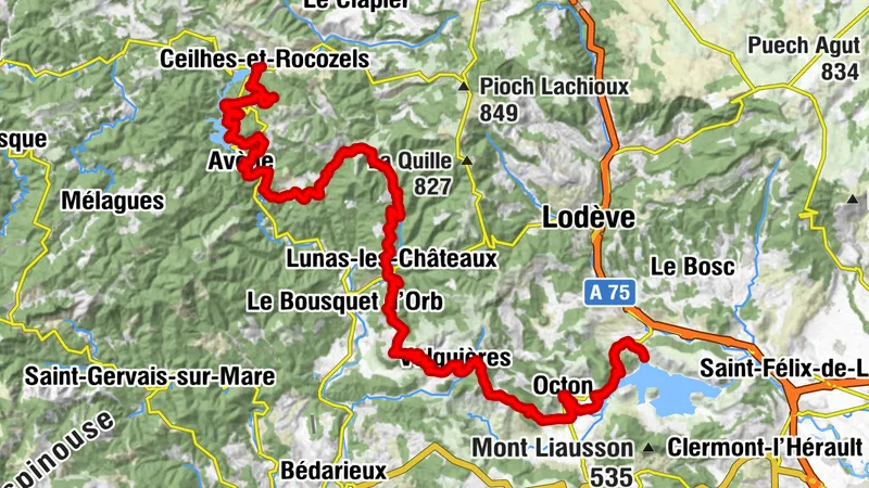 PFAD DER 2 SEEN: VON CEILHES BIS ZUR BUCHT VON VAILHÉS - GR® DE PAYS ENTRE DEUX LACS AVÈNE - SALAGOU